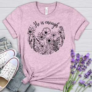 He Is Enough Wildflowers Heathered Tee