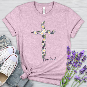 Be Kind Floral Cross Heathered Tee