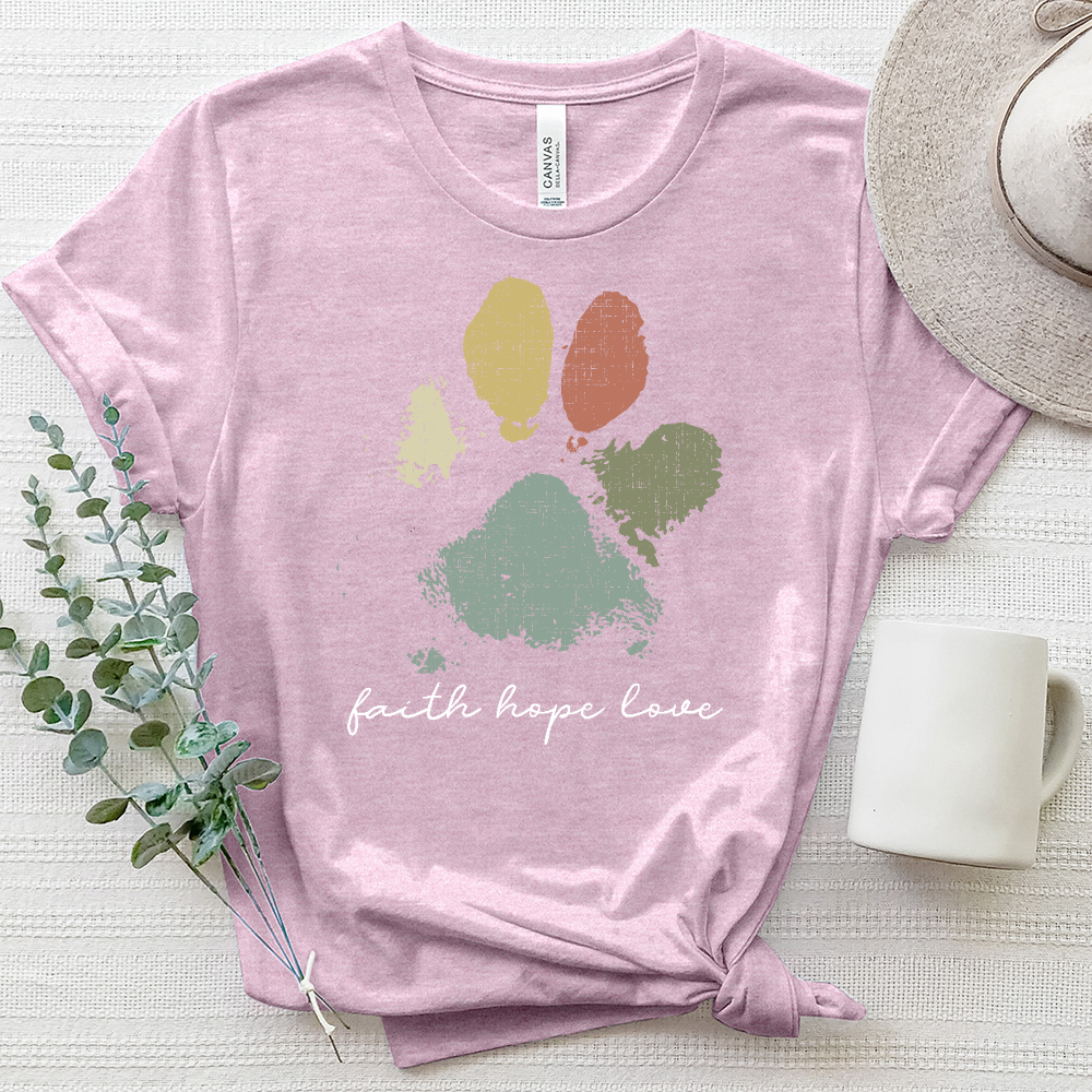 Faded Rainbow Paw Print Heathered Tee