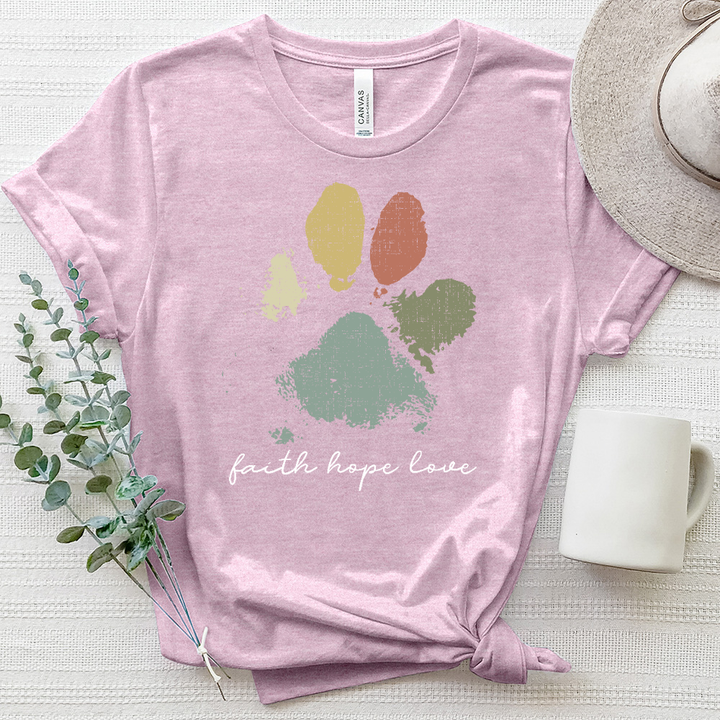 Faded Rainbow Paw Print Heathered Tee