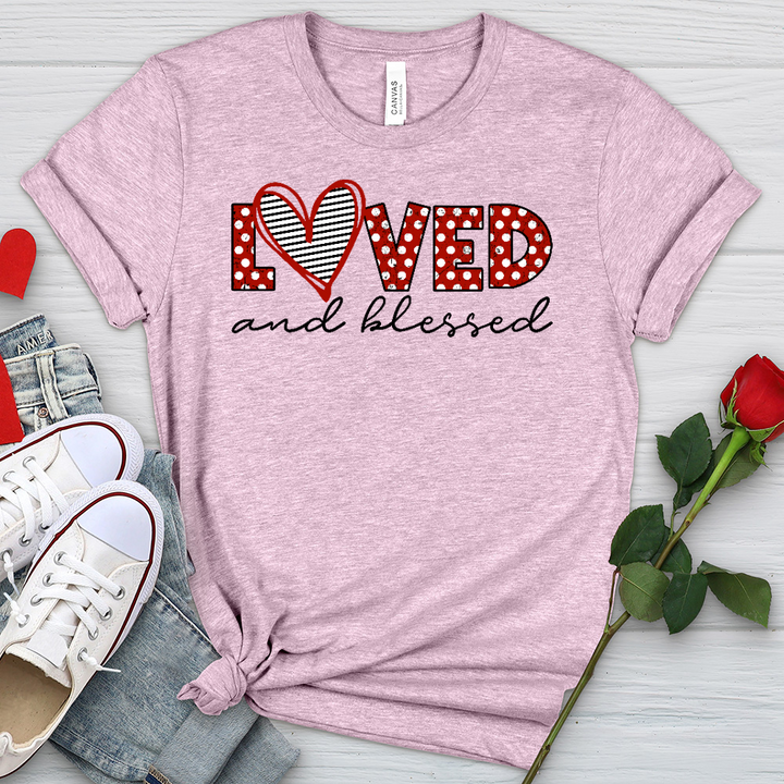 Loved and Blessed Letters Heathered Tee