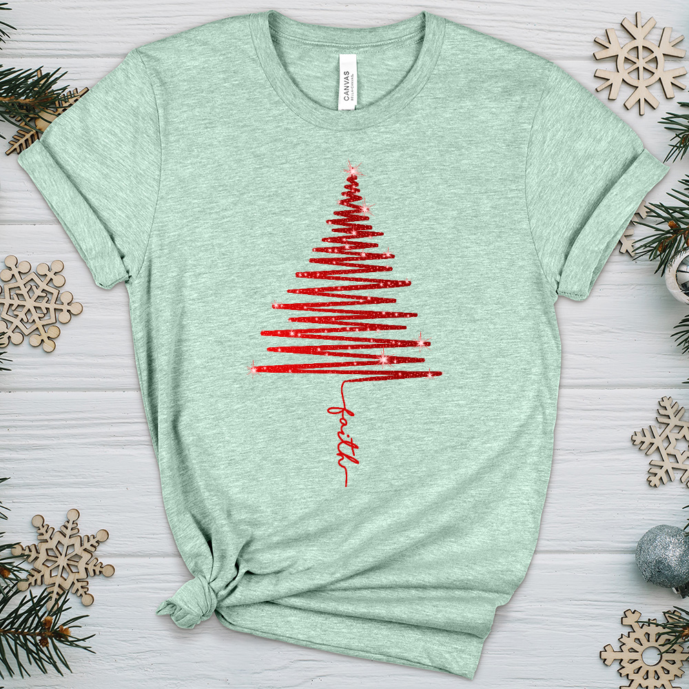 Gleaming Red Faith Tree Heathered Tee