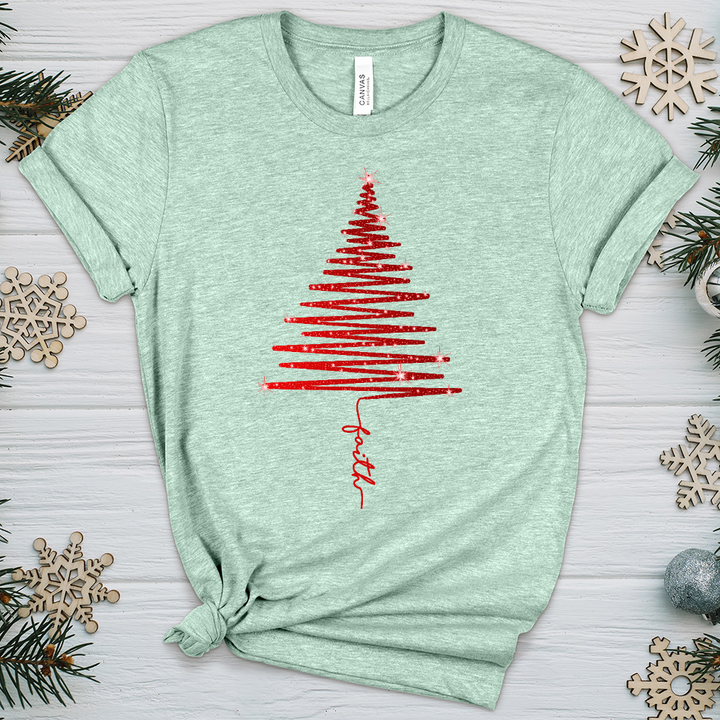 Gleaming Red Faith Tree Heathered Tee