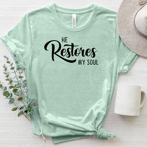 He Restores My Soul Heathered Tee