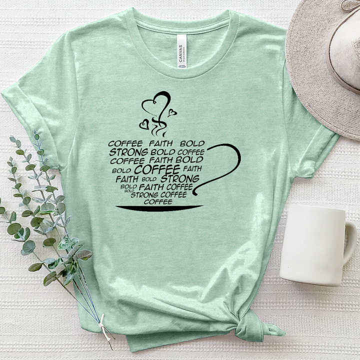 Coffee Cup Word Art Heathered Tee
