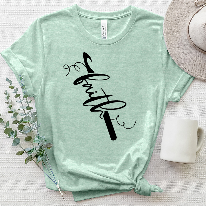Faith Crochet Hook Heathered Tee