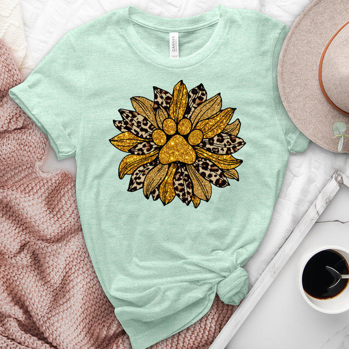 Paw print leopard sunflower heathered tee