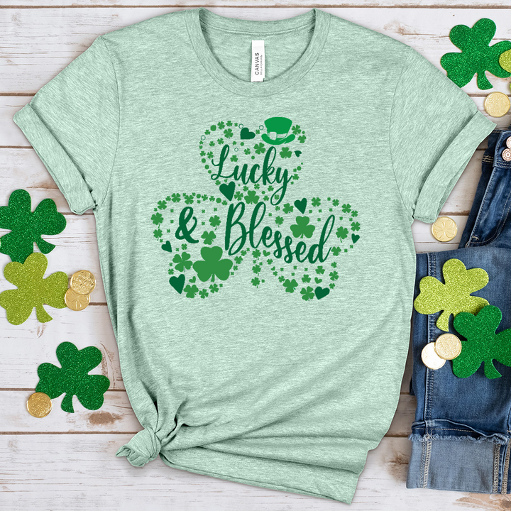 Assorted Clovers Shamrock Heathered Tee