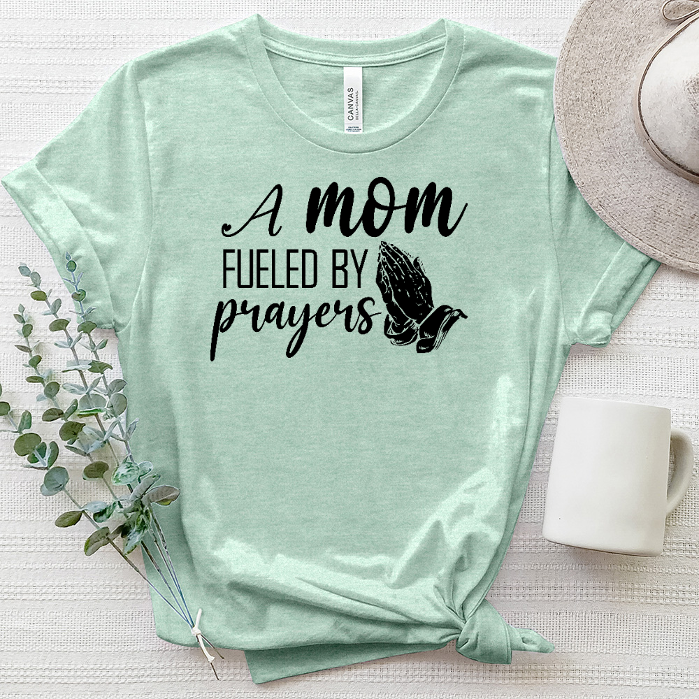 A Mom Fueled By Prayer Heathered Tee
