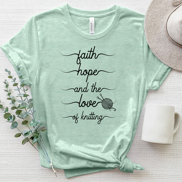 Love of knitting heathered tee