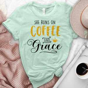 Gold Coffee and Grace Heathered Tee