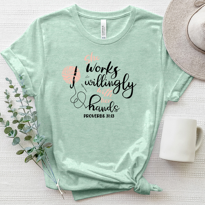 Proverbs 31-13 Knitting Heathered Tee