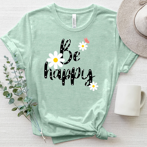 Be Happy Daisy Art Heathered Tee