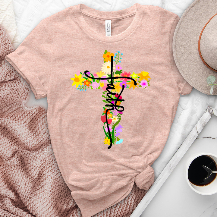Floral Cross Faith Tee