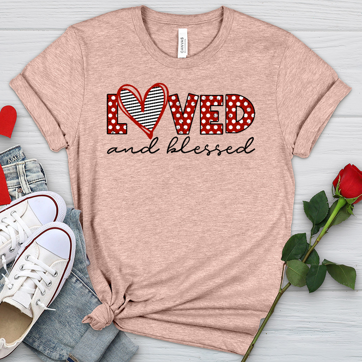 Loved and Blessed Letters Heathered Tee