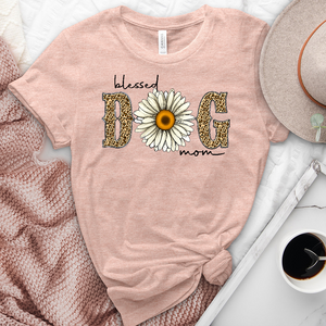 Leopard Blessed Dog Mom Heathered Tee