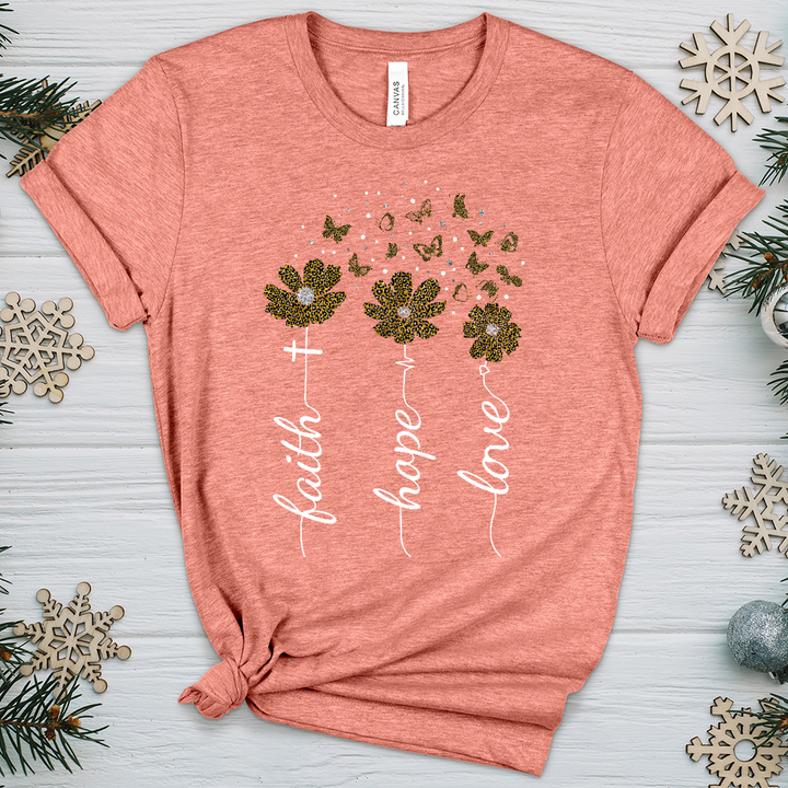 Faith Hope Love Floral V9 Heathered Tee