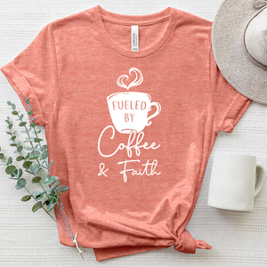 Fueled By Coffee And Faith Heathered Tee