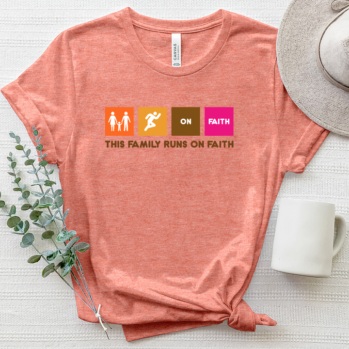 This Family Runs on Faith Heathered Tee