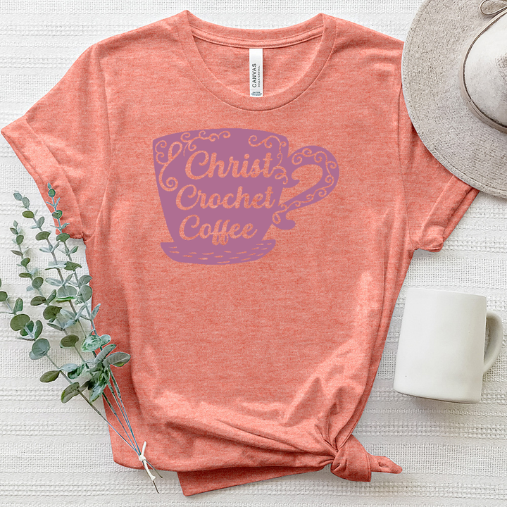 Christ Crochet Coffee Heathered Tee