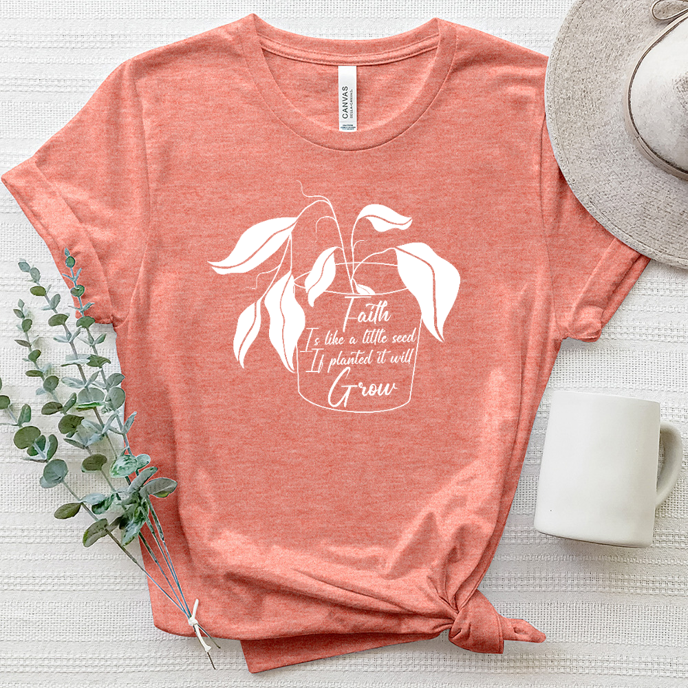 Faith Is Like A Little Seed Plant Heathered Tee