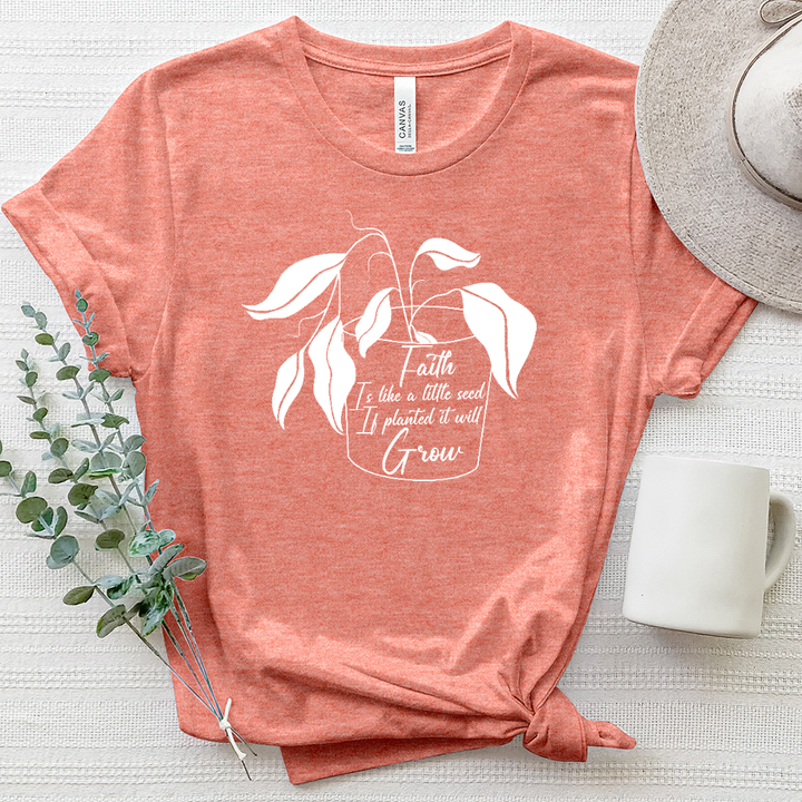 Faith Is Like A Little Seed Plant Heathered Tee