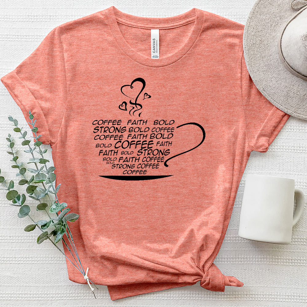 Coffee Cup Word Art Heathered Tee