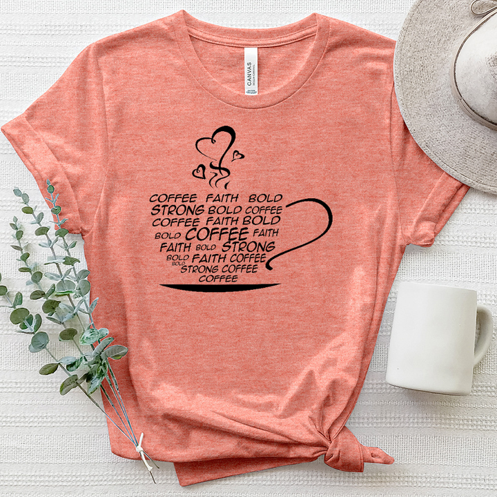 Coffee Cup Word Art Heathered Tee