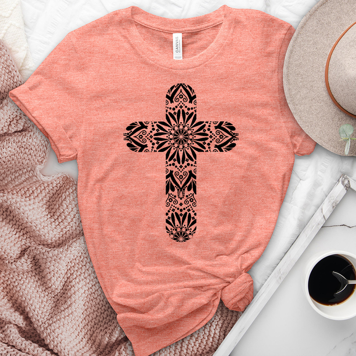 Mandala Cross Heathered Tee