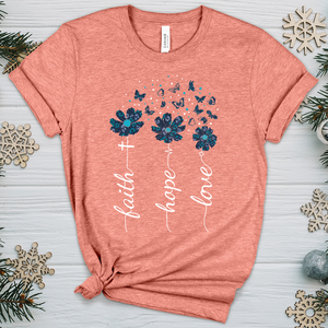 Faith Hope Love Floral V5 Heathered Tee