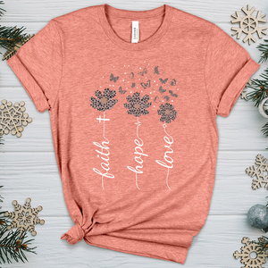 Faith Hope Love Floral V4 Heathered Tee