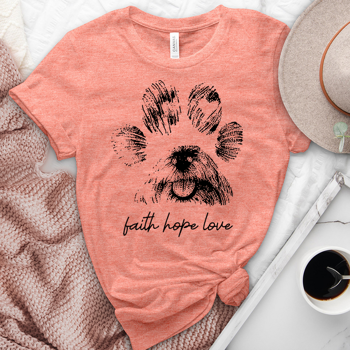 Faith Paw Print Face Heathered Tee