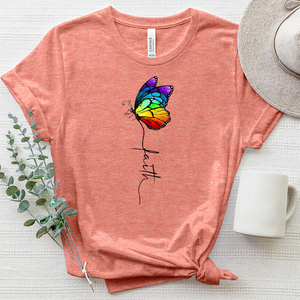 Rainbow Faith Butterfly Heathered Tee