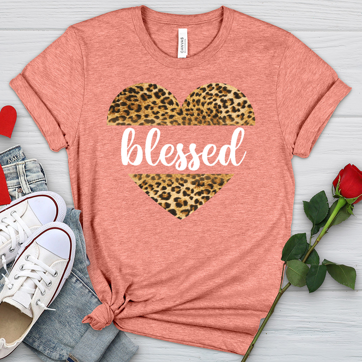Blessed Leopard Heart Heathered Tee
