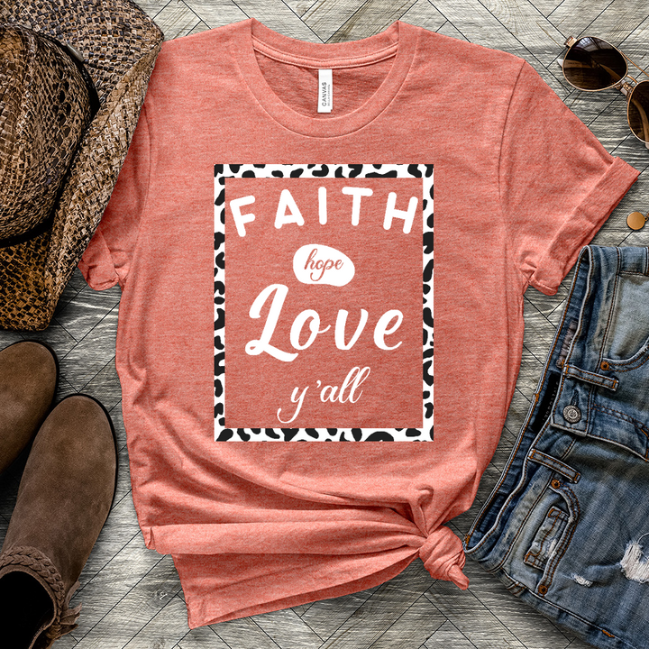 Faith Hope Love Y'all Heathered Tee