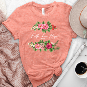 Faith Love Hope Flower Heathered Tee