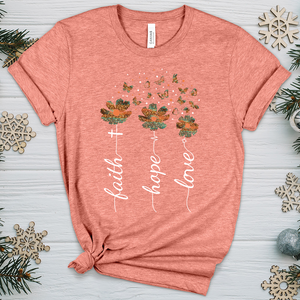 Faith Hope Love Floral V3 Heathered Tee