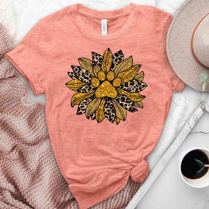 Paw print leopard sunflower heathered tee