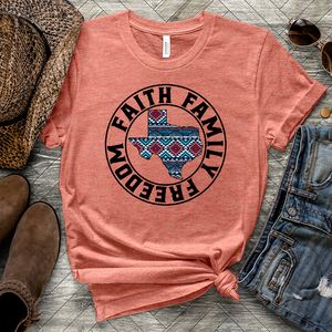 Faith Family Freedom TX Heathered Tee