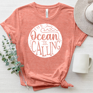 The Ocean Is Calling Heathered Tee