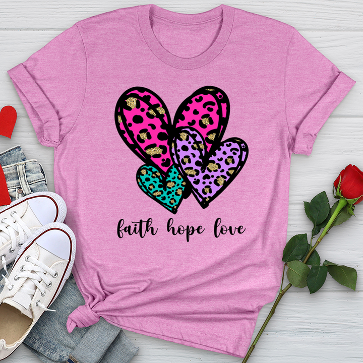 Faith hope love coloful leopard Softstyle Tee