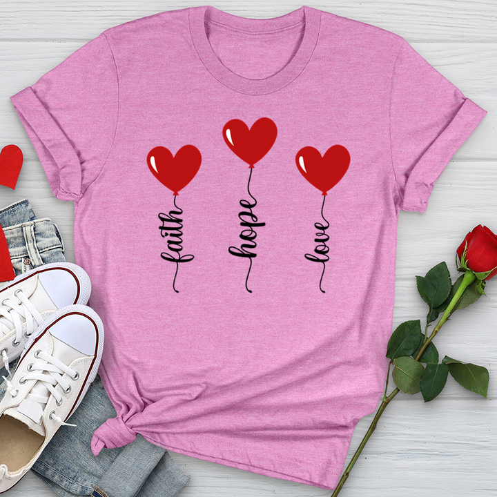 Faith Hope Love Heart Balloons Softstyle Tee