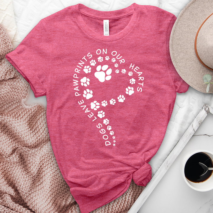 On our Hearts Paw Print Heathered Tee