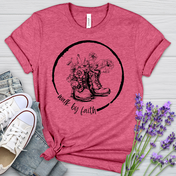 Walk By Faith Flowers Heathered Tee