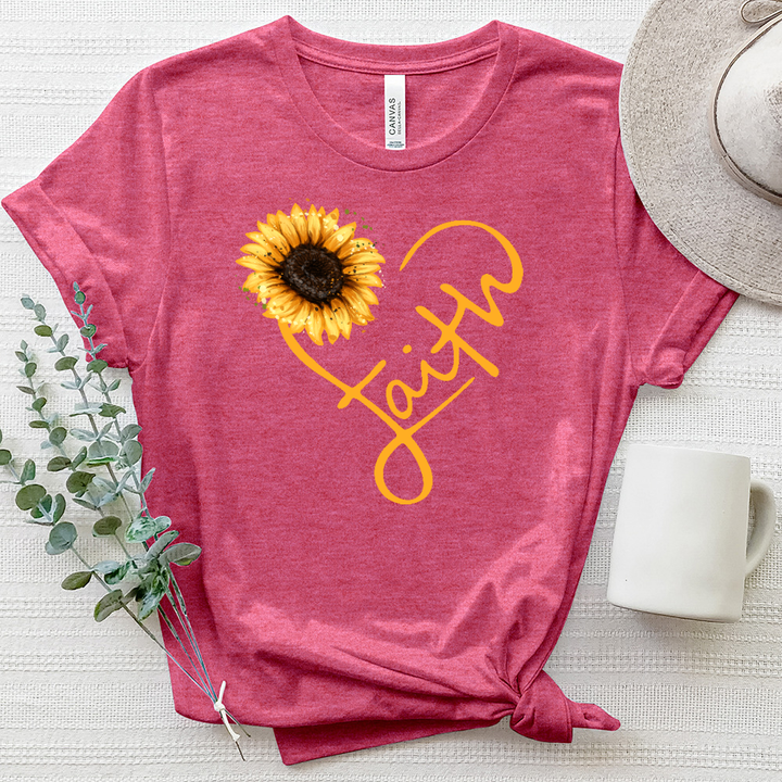 Faith Heart Sunflower Heathered Tee