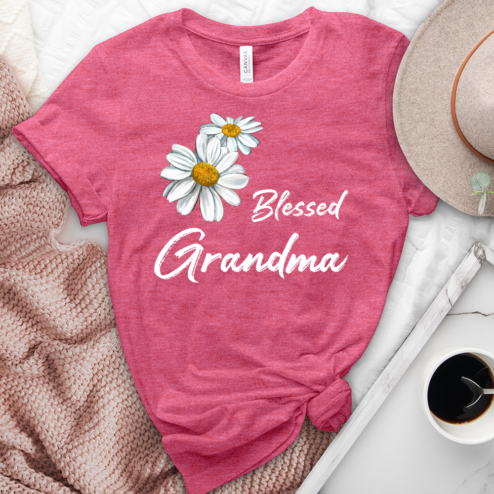 Blessed Grandma Daisy Heathered Tee