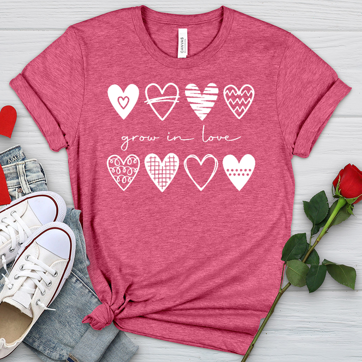 Grow In Love Hearts Heathered Tee