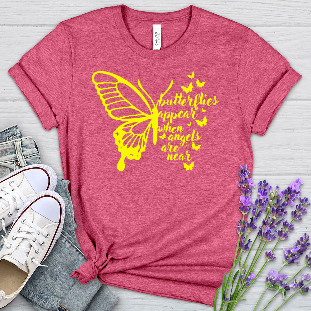 Butterflies Appear Yellow Heathered Tee