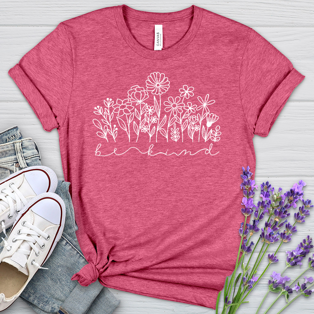 Be Kind Garden Flowers Heathered Tee