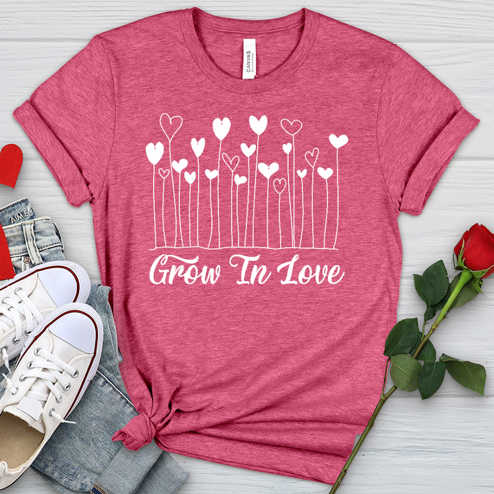 Grow In Love Flower Hearts Heathered Tee